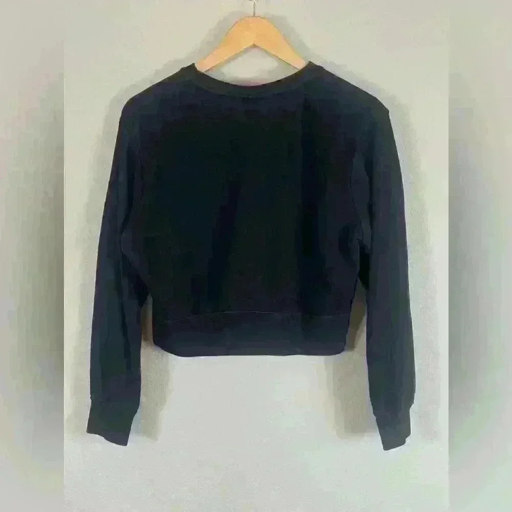 Nike Black Crew Neck Cropped Long Sleeve Sweatshirt Women's Small